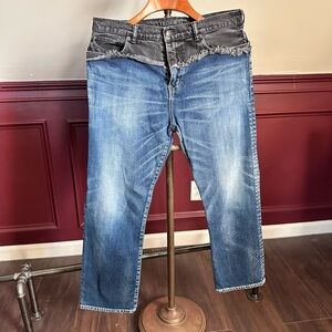 MAISON MIHARA YASUHIRO cut & sew hybrid black/blue cropped jeans Japan